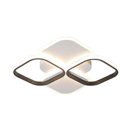 Modern Led Rhombus Ceiling Light In White/Black 16’/19.5’ Wide Flush Mount Acrylic Lamp