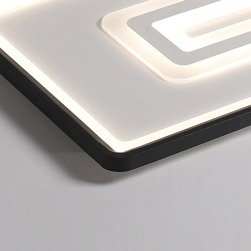 Dual Rectangle Flush Nordic Style Black Metal Light - 35.5’/43’ Width Warm/White Stepless