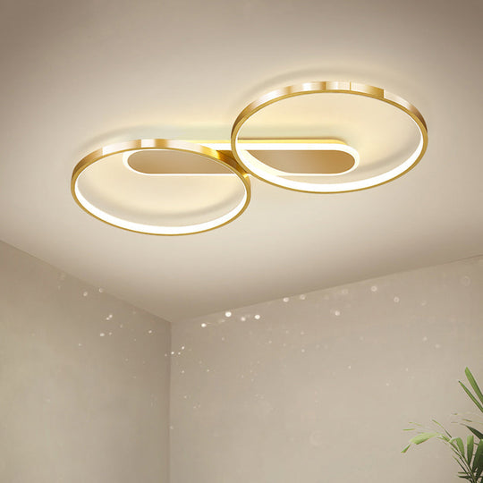 Modern Acrylic Led Gold Flush Mount Ceiling Light With Halo-Like Ring Design In Warm/White 22.5/31