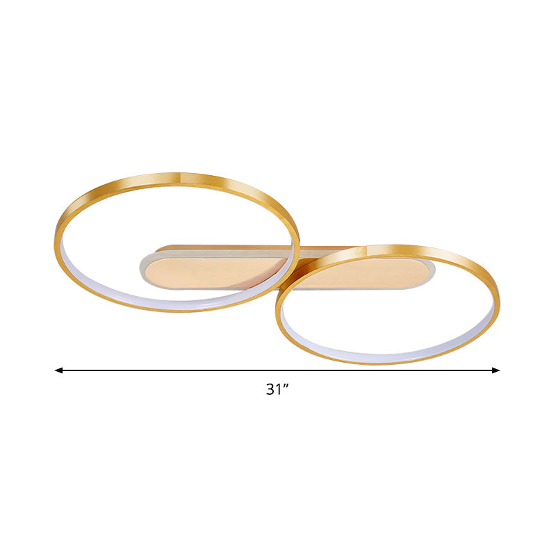 Modern Acrylic Led Gold Flush Mount Ceiling Light With Halo-Like Ring Design In Warm/White 22.5/31