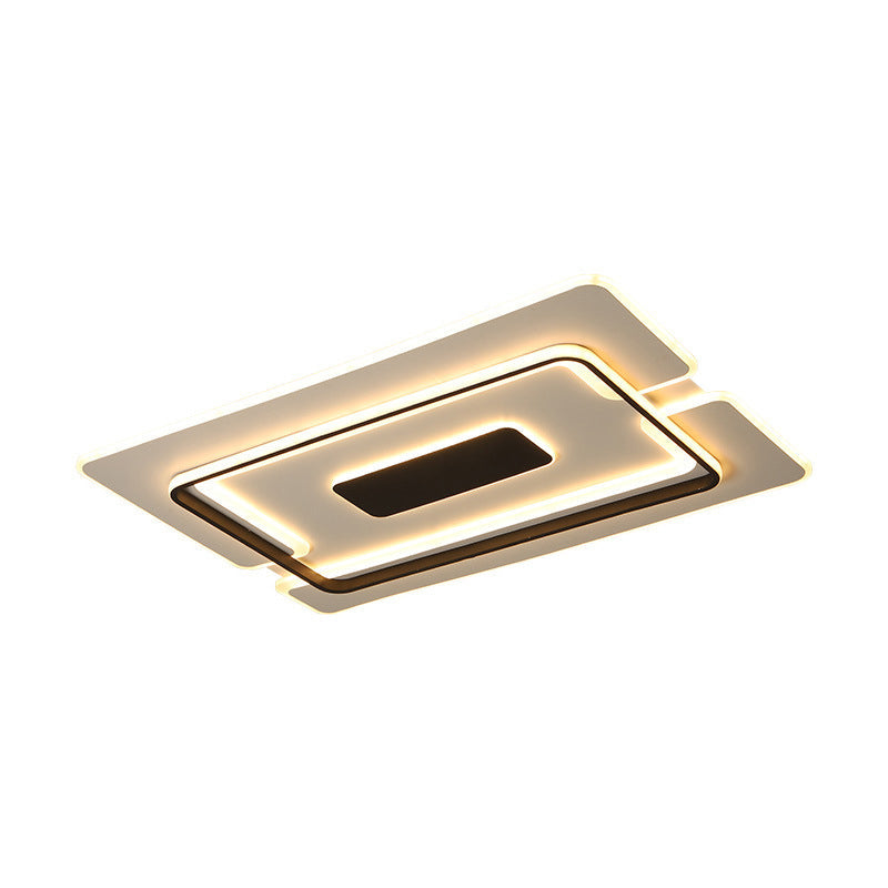 Modernist Led Aluminum Flushmount Ceiling Lamp - 35.5/45 Wide Black Long Frame Warm/White Light