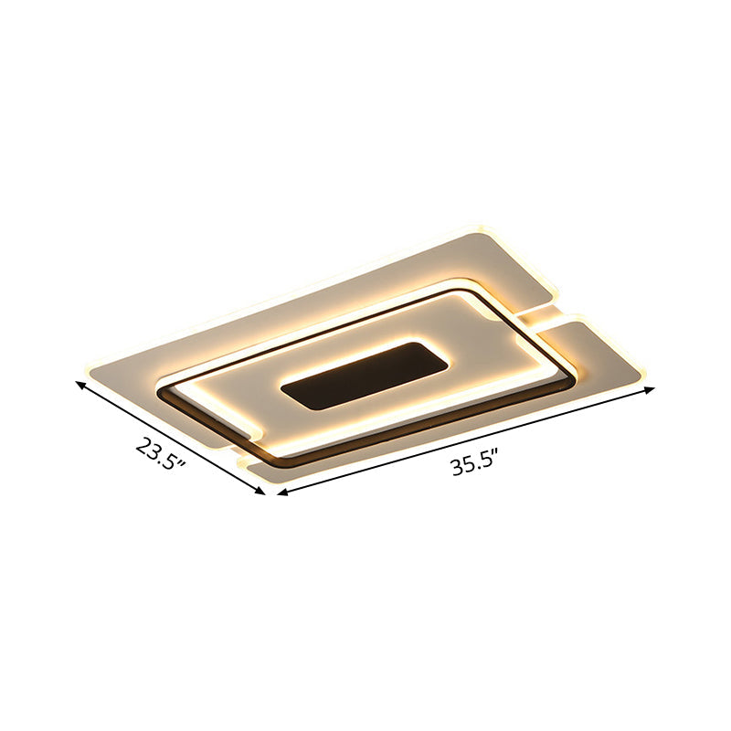 Modernist Led Aluminum Flushmount Ceiling Lamp - 35.5’/45’ Wide Black Long Frame Warm/White