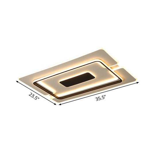 Modernist Led Aluminum Flushmount Ceiling Lamp - 35.5’/45’ Wide Black Long Frame Warm/White