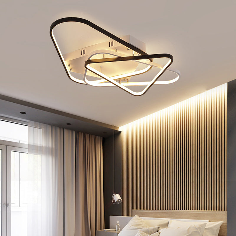 Modern Overlapping Acrylic Ceiling Light - Led Black/White Semi Flush Mount 33’/42’ Width