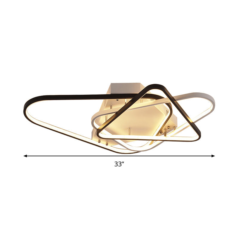 Modern Overlapping Acrylic Ceiling Light - Led Black/White Semi Flush Mount 33’/42’ Width