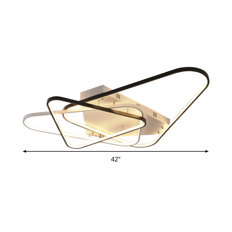 Modern Overlapping Acrylic Ceiling Light - Led Black/White Semi Flush Mount 33’/42’ Width