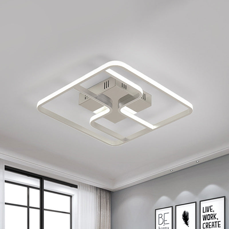 Sleek & Stylish Acrylic Square Led Ceiling Flush Mount Lighting Fixture (18 23.5 W) In Chrome