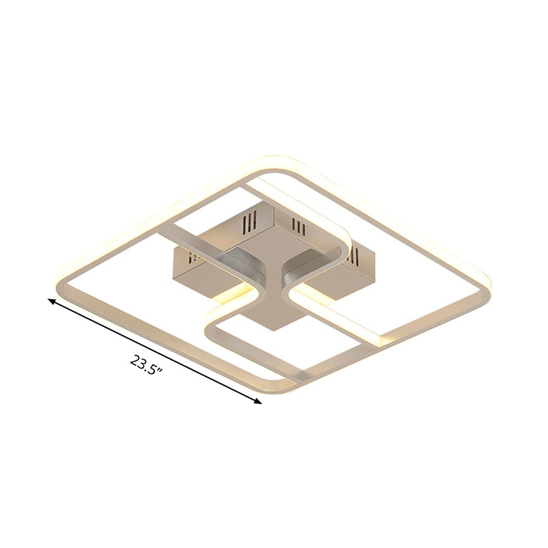 Sleek & Stylish Acrylic Square Led Ceiling Flush Mount Lighting Fixture (18’ 23.5’ W) In Chrome