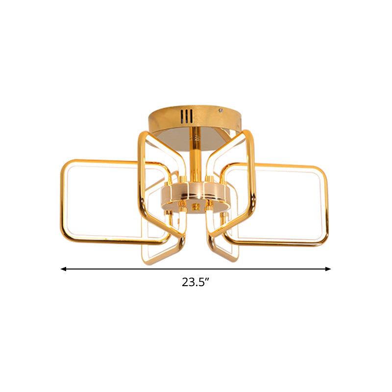 Gold Led Ceiling Light Modernism - Acrylic Semi Mount For Bedroom 23.5’/31.5’ W