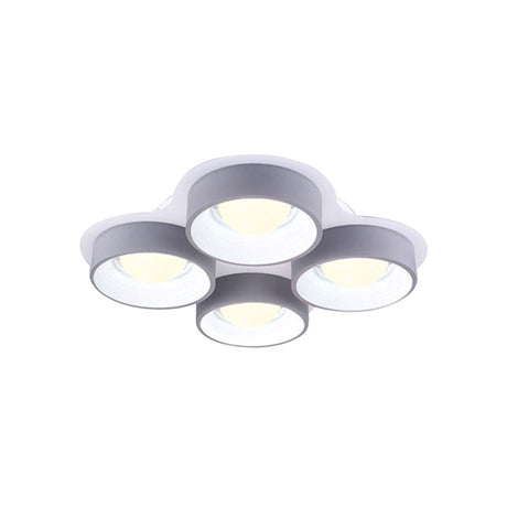 Modern Drum Led Ceiling Lamp - 4/6 Lights Metal 21.5/32.5 W Grey Bedroom Flush Mount Lighting