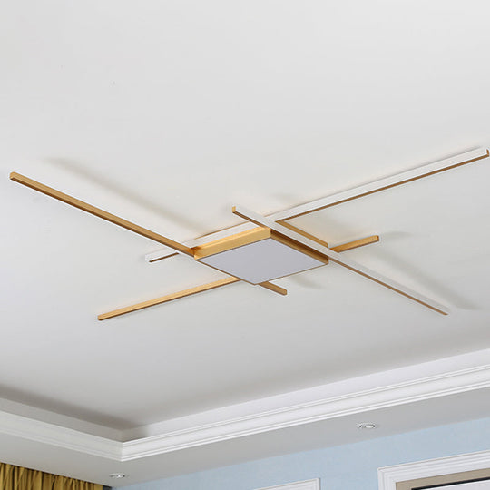 Modern Gold Led Ceiling Mounted Flush Mount Lamp With Acrylic Shade - 69/82.5W Linear