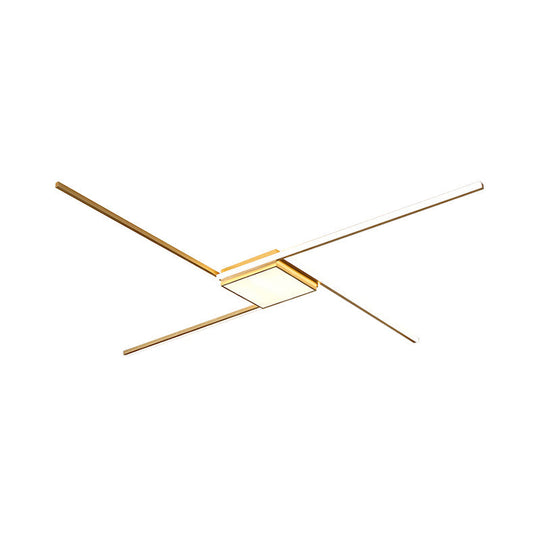 Modern Gold Led Ceiling Mounted Flush Mount Lamp With Acrylic Shade - 69/82.5W Linear