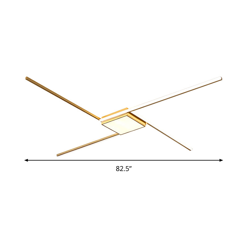 Modern Gold Led Ceiling Mounted Flush Mount Lamp With Acrylic Shade - 69/82.5W Linear