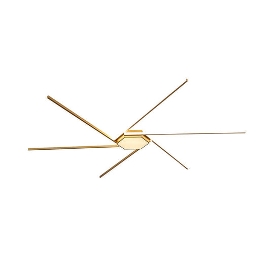 Modern Gold Led Ceiling Mounted Flush Mount Lamp With Acrylic Shade - 69’/82.5’W Linear