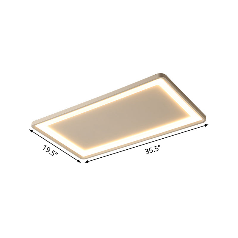 35.5’/43’ White Rectangle Led Flush Ceiling Light With Frosted Acrylic Shade - Warm/White