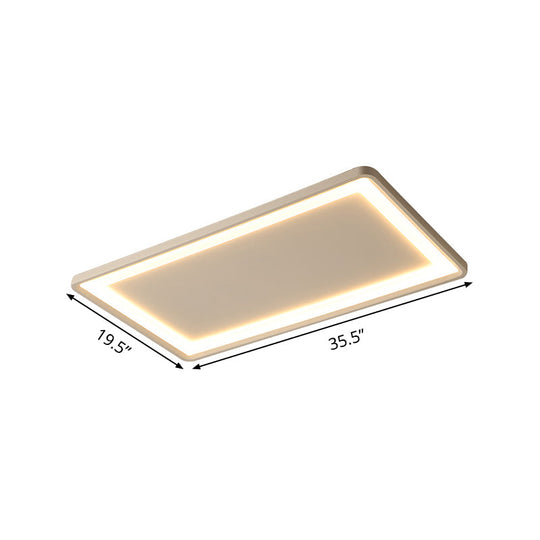 35.5’/43’ White Rectangle Led Flush Ceiling Light With Frosted Acrylic Shade - Warm/White