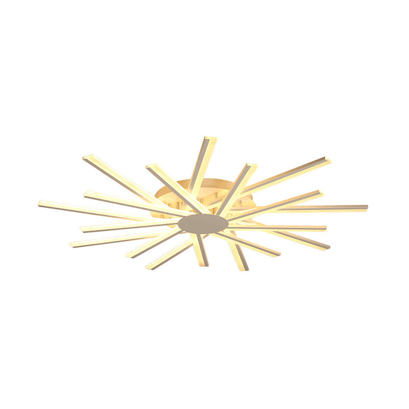 31.5’/39’ Led Living Room Ceiling Light White Semi Flush Fixture With Spiral Acrylic Shade In