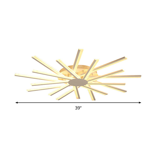 31.5’/39’ Led Living Room Ceiling Light White Semi Flush Fixture With Spiral Acrylic Shade In