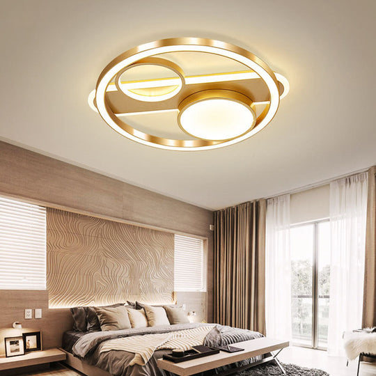 Gold Round Nordic Led Ceiling Light - 18’/23.5’ Warm/White Living Room / 18’ White