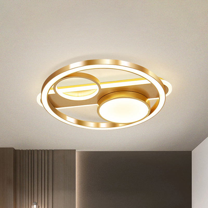 Gold Round Nordic Led Ceiling Light - 18’/23.5’ Warm/White Living Room