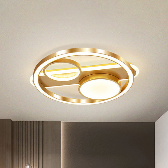 Gold Round Nordic Led Ceiling Light - 18/23.5 Warm/White Living Room