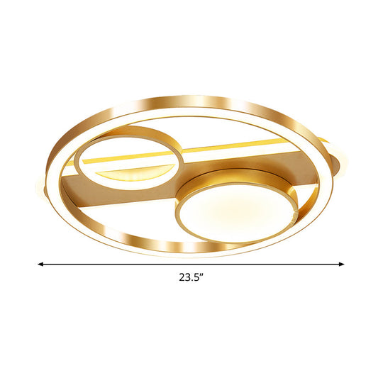 Gold Round Nordic Led Ceiling Light - 18/23.5 Warm/White Living Room