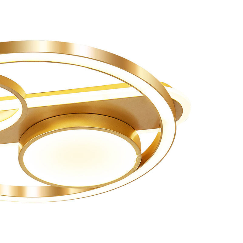 Gold Round Nordic Led Ceiling Light - 18’/23.5’ Warm/White Living Room