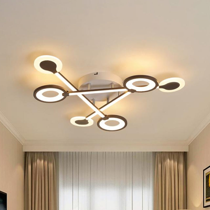 31.5’/39’ Crossed Ceiling Lighting: Modern Acrylic Led Black Flush Lamp (Warm/White Light)