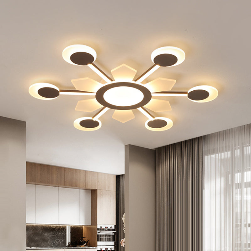 25’/31.5’ W Coffee Floral Flush Led Ceiling Light - Modernist Acrylic Flushmount Super Thin