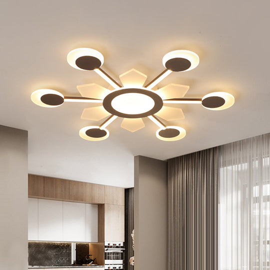 25’/31.5’ W Coffee Floral Flush Led Ceiling Light - Modernist Acrylic Flushmount Super Thin