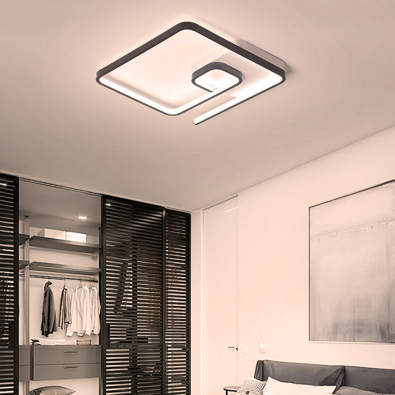 Nordic Squared Flush Lighting Slim Acrylic Led Ceiling Mount - 16.5/20.5 W White/Black Warm/White