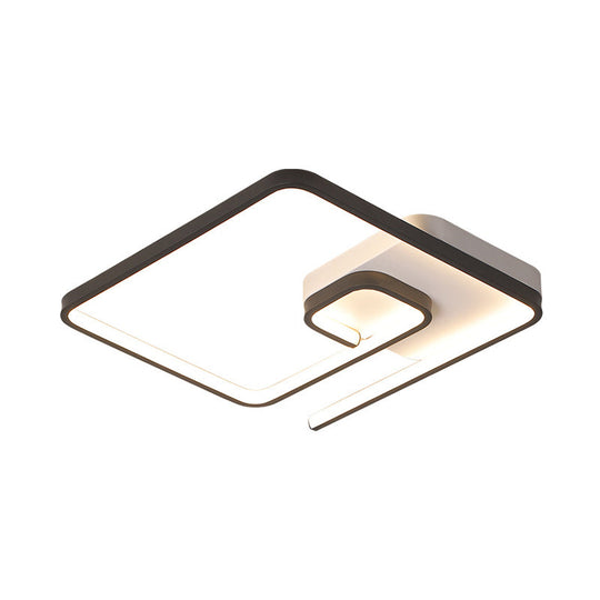Nordic Squared Flush Lighting Slim Acrylic Led Ceiling Mount - 16.5/20.5 W White/Black Warm/White