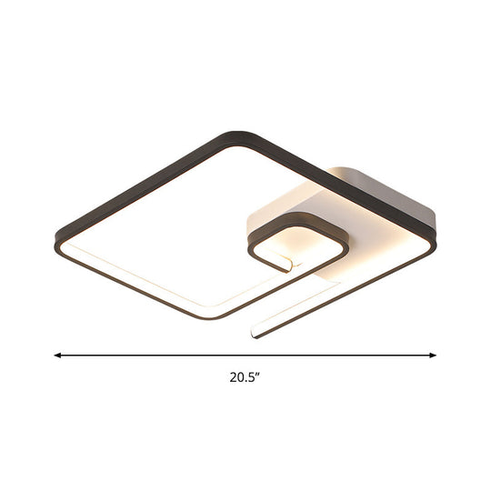 Nordic Squared Flush Lighting Slim Acrylic Led Ceiling Mount - 16.5/20.5 W White/Black Warm/White