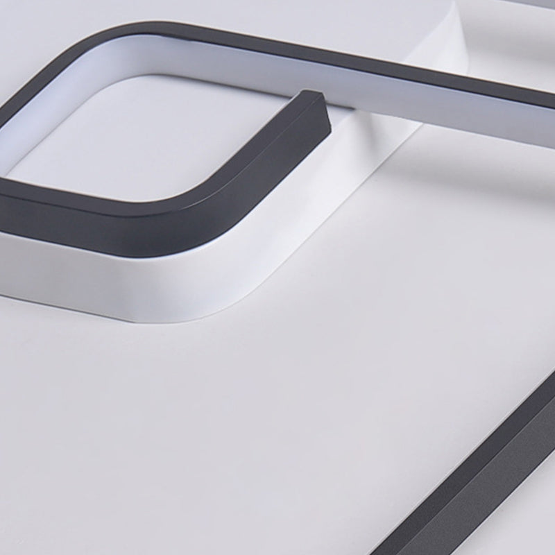 Nordic Squared Flush Lighting Slim Acrylic Led Ceiling Mount - 16.5’/20.5’ W White/Black