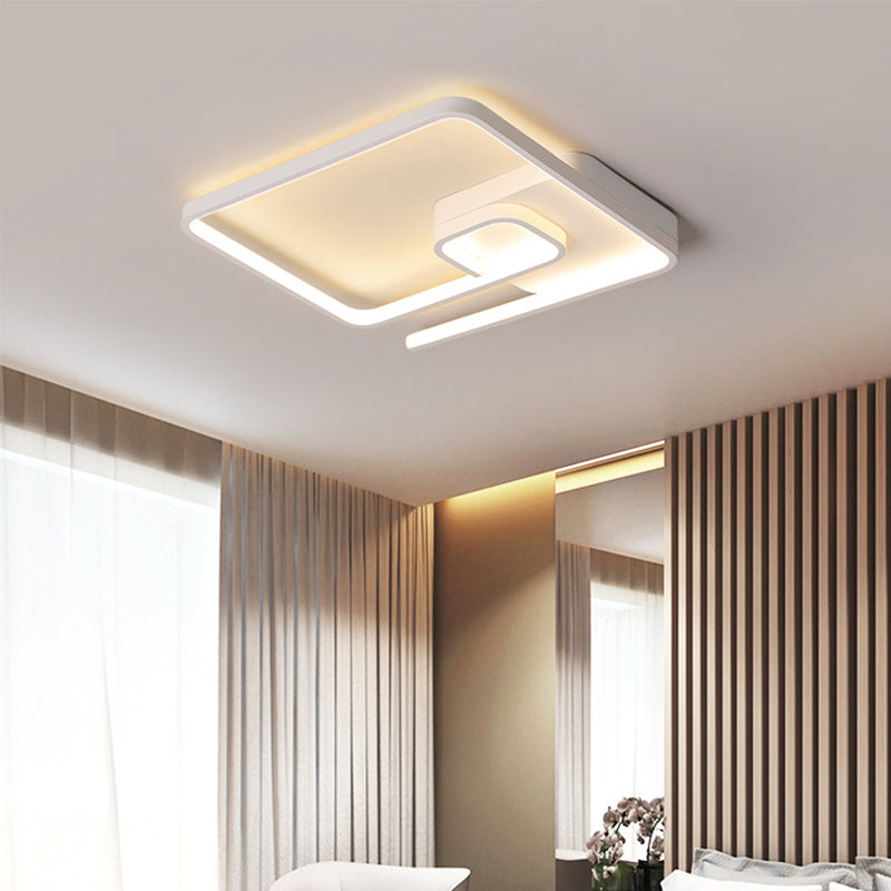 Nordic Squared Flush Lighting Slim Acrylic Led Ceiling Mount - 16.5’/20.5’ W White/Black