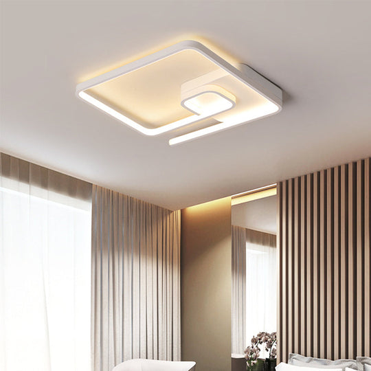Nordic Squared Flush Lighting Slim Acrylic Led Ceiling Mount - 16.5’/20.5’ W White/Black