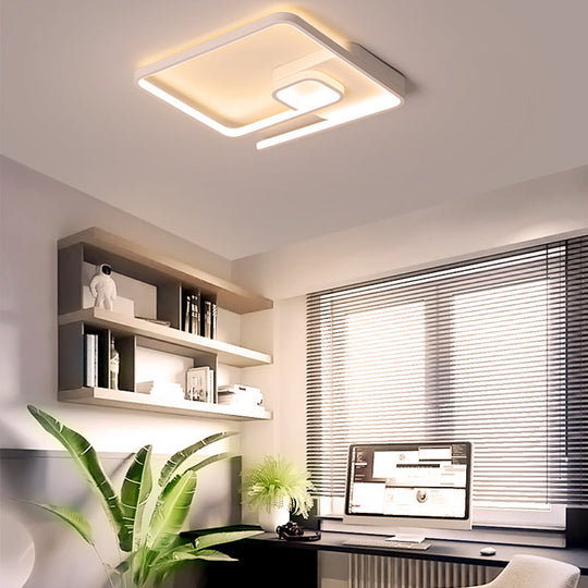 Nordic Squared Flush Lighting Slim Acrylic Led Ceiling Mount - 16.5’/20.5’ W White/Black