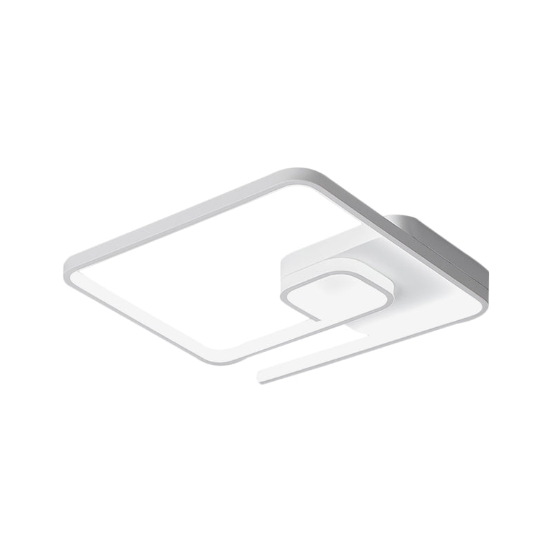 Nordic Squared Flush Lighting Slim Acrylic Led Ceiling Mount - 16.5/20.5 W White/Black Warm/White