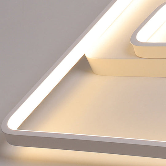 Nordic Squared Flush Lighting Slim Acrylic Led Ceiling Mount - 16.5’/20.5’ W White/Black