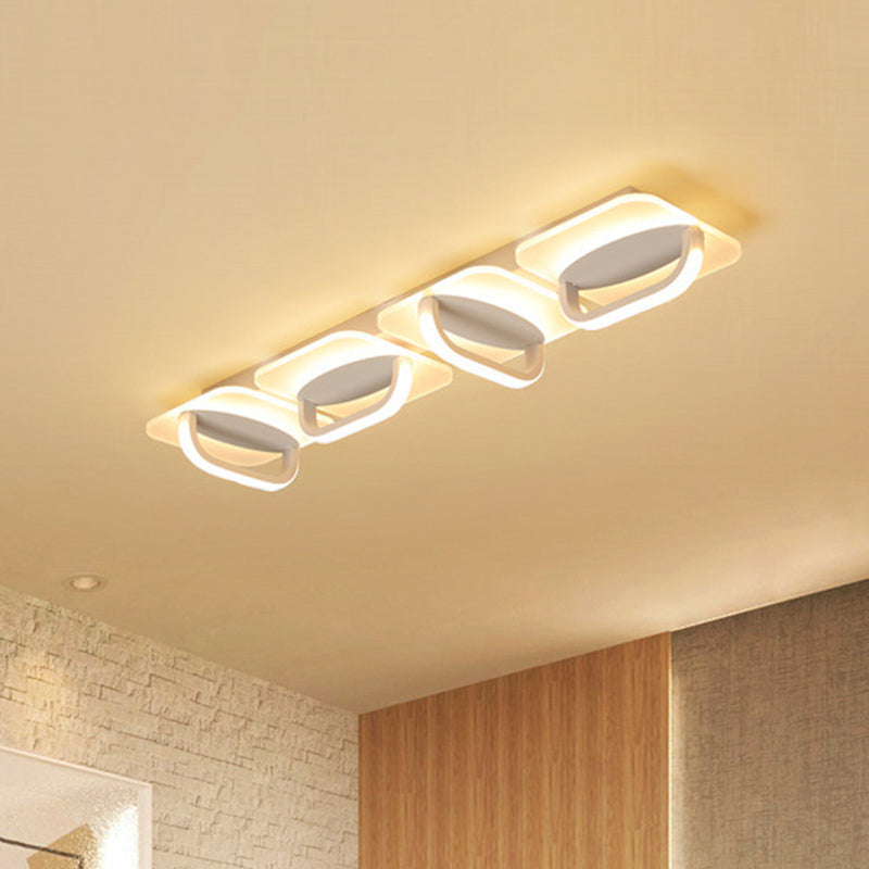 Modern Style Led Linear Ceiling Light Flushmount Design In Warm/White 31.5/39 W - White Acrylic