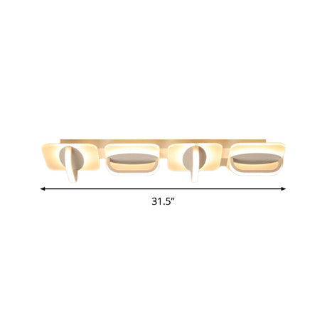 Modern Style Led Linear Ceiling Light Flushmount Design In Warm/White 31.5/39 W - White Acrylic
