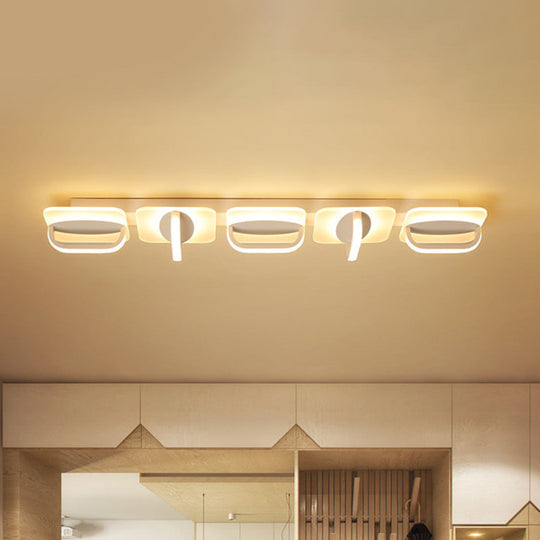 Modern Style Led Linear Ceiling Light Flushmount Design In Warm/White 31.5/39 W - White Acrylic / 39