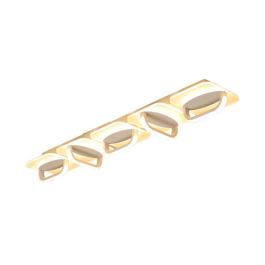 Modern Style Led Linear Ceiling Light Flushmount Design In Warm/White 31.5’/39’ W - White Acrylic