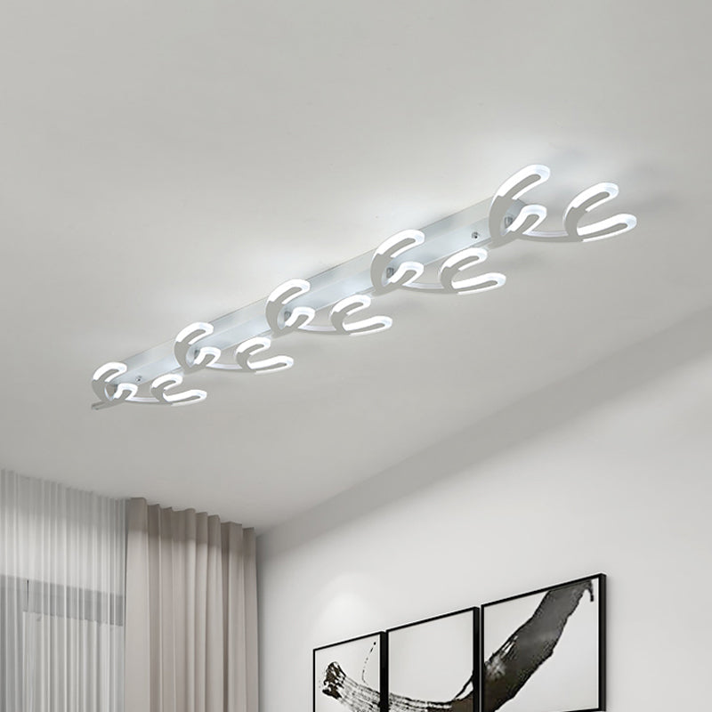 White Acrylic Led Coral Flush Mount Lamp - Minimalist 4/5 - Head Ceiling Lighting For Living Room
