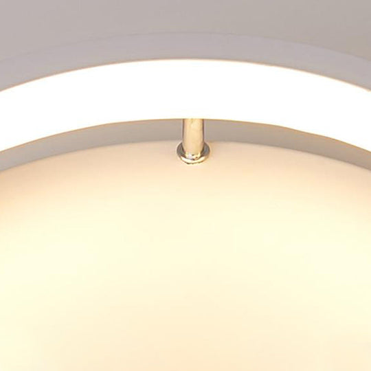 Mini Led Round Metal Flush Mount Lamp - Simple Style White Ceiling Lighting In Warm/White Light