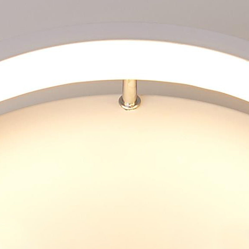 Mini Led Round Metal Flush Mount Lamp - Simple Style White Ceiling Lighting In Warm/White Light