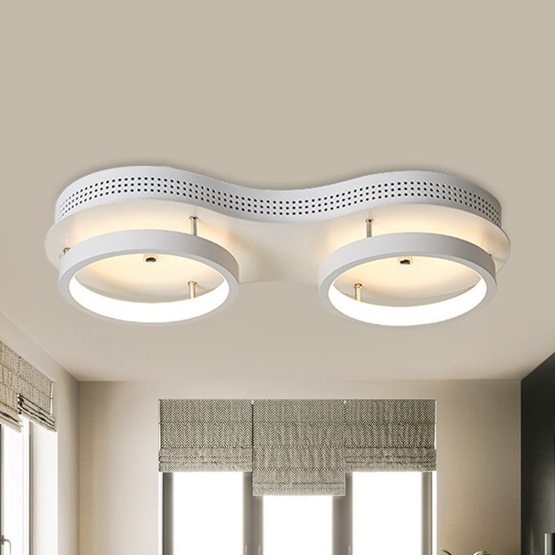 Modern Dual Round Led Ceiling Lamp - Minimal White Acrylic Flush Mount Light Fixture In Warm/White