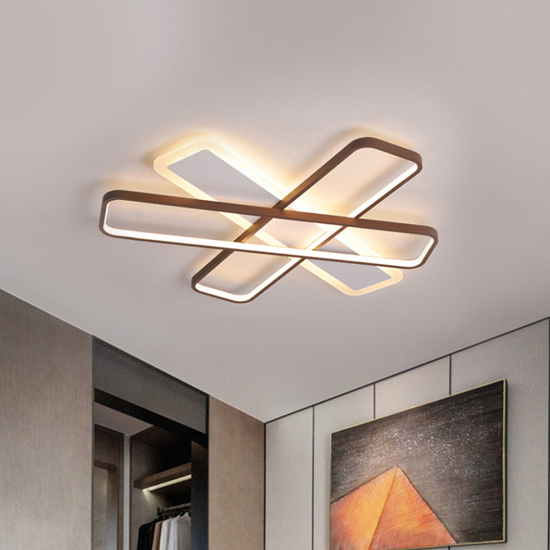 Modern Coffee Overlapped Ceiling Flush Lamp 23.5/39 - Super Thin Acrylic Warm/White Led / 23.5 White