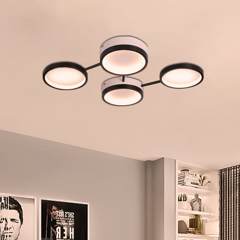 Nordic Acrylic Led Flush Light: Black Molecular Design 4/5 Light Options Warm/White Ideal For Living