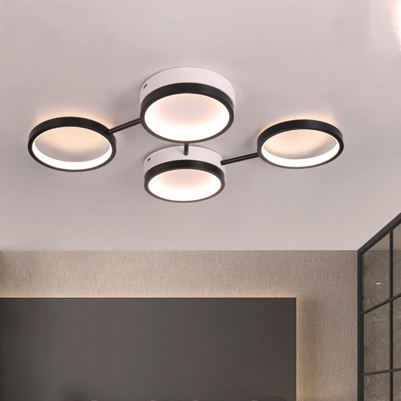 Nordic Acrylic Led Flush Light: Black Molecular Design 4/5 Light Options Warm/White Ideal For Living